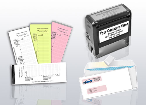 Order Check Accessories Online Cheap | Check Stamps, Envelopes, Deposit Slips, 100% Customized | Free Logo Printing